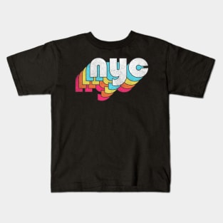 NYC  / Retro Faded Style Typography Design Kids T-Shirt